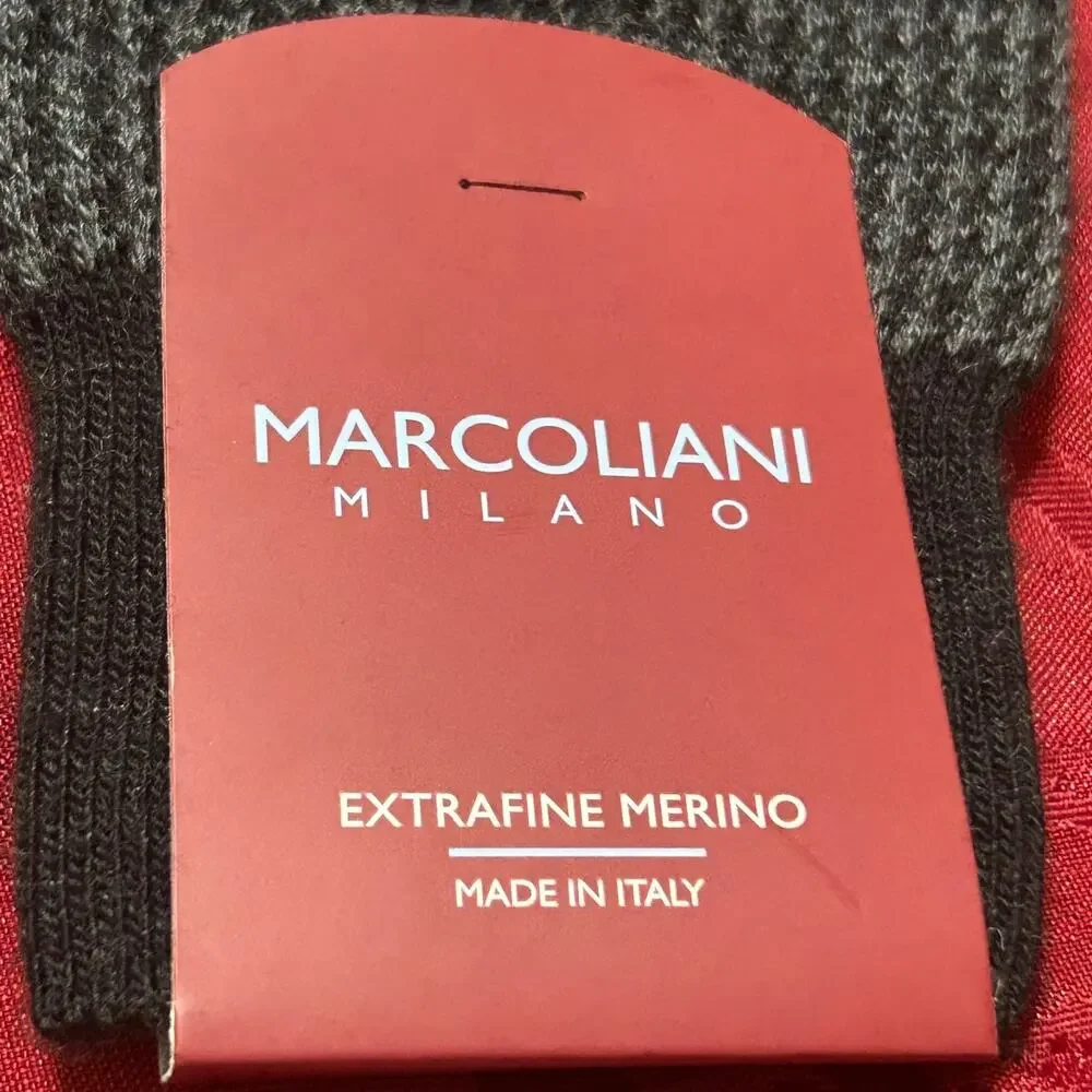Marcoliani Milano Merino Wool Dress Socks Mens US 8-11 EUR 41 Gray Houndstooth